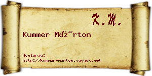 Kummer Márton névjegykártya